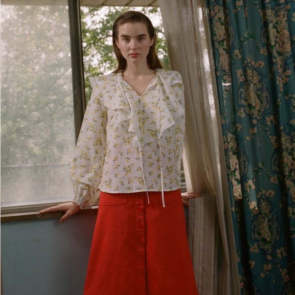 Rachel Antonoff Mara Blouse in Ditsy Daisy - Picture 1 of 15